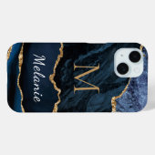 Blue Gold Marble Custom Letter Name iPhone Fall Case-Mate iPhone Hülle (Rückseite (Horizontal))
