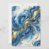 Blue Gold Marble Elegant Luxury Fluid Art Editable Einladung (Rückseite)