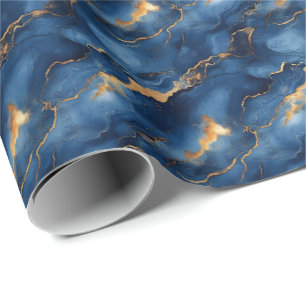 Blue & Gold Marble Geschenkpapier