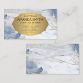 Blue Gold Marble | Gold Metallic Classic Frame Visitenkarte (Vorne/Hinten)