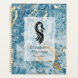 Blue Gold Marble Hair Salon Planer