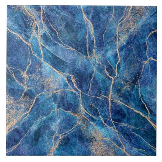 Blue Gold Marble Hübsch Fliese (Vorderseite)