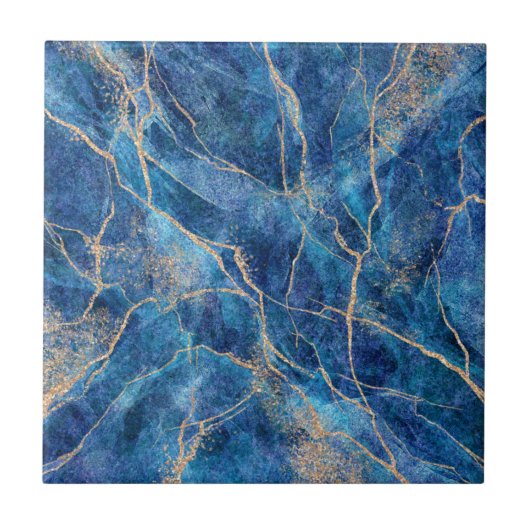 Blue Gold Marble Hübsch Fliese (Vorderseite)