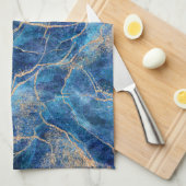 Blue Gold Marble Hübsch Geschirrtuch (Viertel Falte)