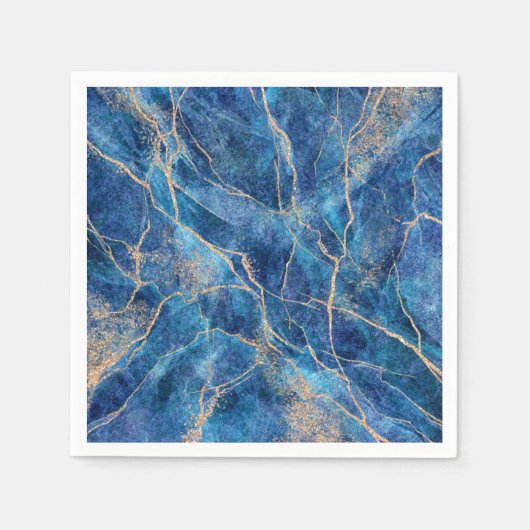 Blue Gold Marble Hübsch Serviette (Vorderseite)