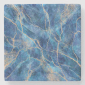 Blue Gold Marble Hübsch Steinuntersetzer (Vorderseite)
