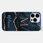 Blue Gold Marble Individuelle Name Letter iPhone C iPhone Hülle (Rückseite (Horizontal))