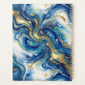 Blue Gold Marble Luxury Abstract Fluid Art Pattern Planer (Rückseite)