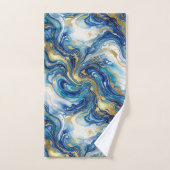 Blue Gold Marble Luxury Decor Fluid Art Pattern Badhandtuch Set (Handtuch)
