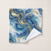 Blue Gold Marble Luxury Decor Fluid Art Pattern Badhandtuch Set (Waschlappen)