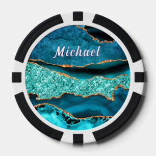 Blue Gold Marble Poker Chips mit Individuelle Name