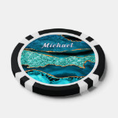 Blue Gold Marble Poker Chips mit Individuelle Name (Einzeln)