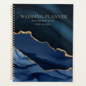 Blue Gold Marmor Agate Wedding Planner Planer (Vorderseite)