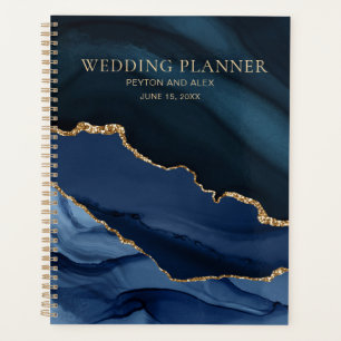 Blue Gold Marmor Agate Wedding Planner Planer