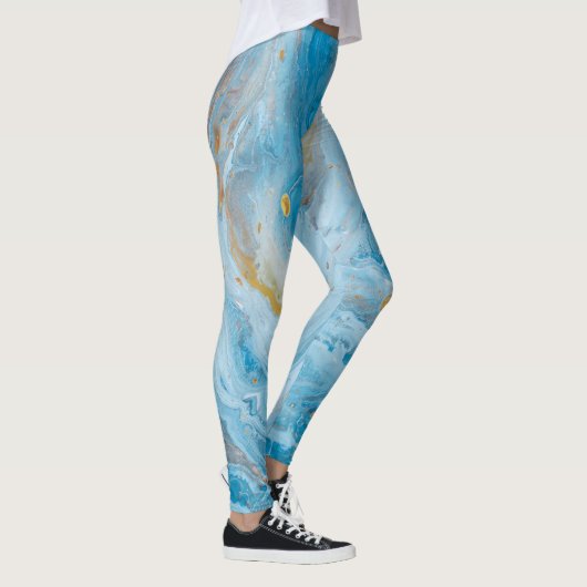 Blue Gold Marmor Art Leggings (Rechts)