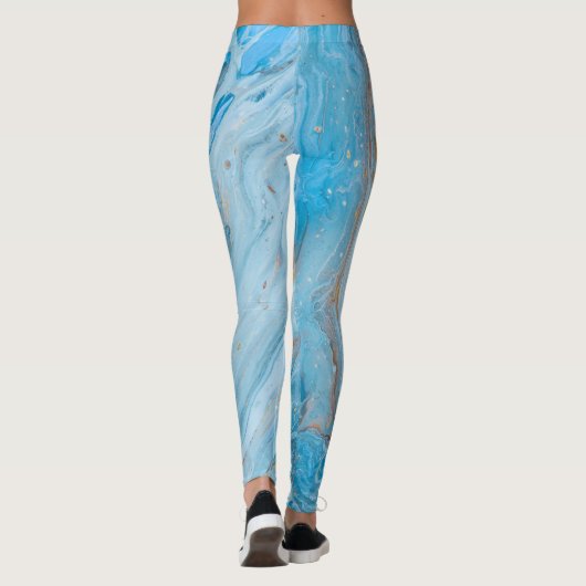 Blue Gold Marmor Art Leggings (Rückseite)