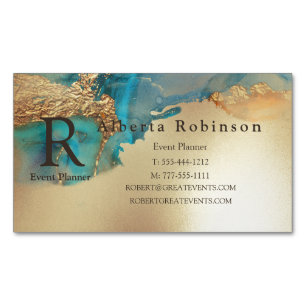 Blue Gold Marmor Elegant Magnetische Visitenkarte