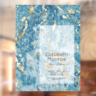 Blue Gold Marmor Friseursalon Fensteraufkleber