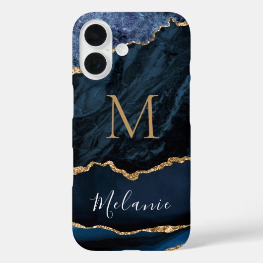 Blue Gold Marmor Ihr Letter Name iPhone Fall Case-Mate iPhone Hülle (Rückseite)