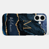 Blue Gold Marmor Ihr Letter Name iPhone Fall Case-Mate iPhone Hülle (Rückseite (Horizontal))