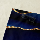 Blue Gold Marmor Ihr Name Letter Beach Handtuch (Beispiel)