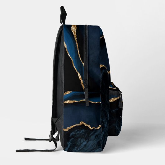 Blue Gold Marmor Monogramm Ihr Name Rucksack (Links)