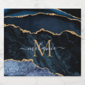 Blue Gold Marmor Namensschild Flaschenetikett Schaumweinetikett (Einzelnes Label)