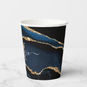 Blue Gold Marmor Papier-Cups für den Buchstaben Ih Pappbecher (Rückseite)