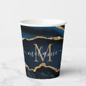 Blue Gold Marmor Papier-Cups für den Buchstaben Ih Pappbecher (Links)