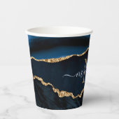 Blue Gold Marmor Papier-Cups für den Buchstaben Ih Pappbecher (Vorderseite)