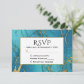 Blue Gold Marmor UAWG Wedding Response RSVP Karte (Stehend Vorderseite)
