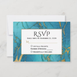 Blue Gold Marmor UAWG Wedding Response RSVP Karte