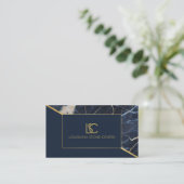 Blue & Gold-Marmor-Visitenkarte Visitenkarte (Stehend Vorderseite)