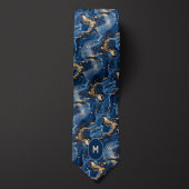Blue & Gold-Marmormonogramm Krawatte