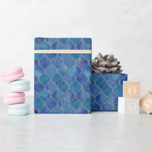 Blue & Gold marokkanische Tile Wrap Geschenkpapier