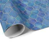 Blue & Gold marokkanische Tile Wrap Geschenkpapier (Rolleneckpunkt)
