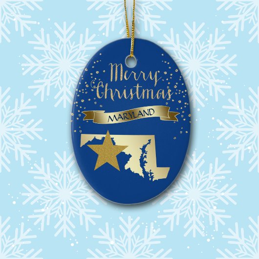 Blue Gold Maryland Star Keramik Ornament