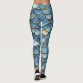 Blue Gold Mermaid Scale Leggings (Rückseite)