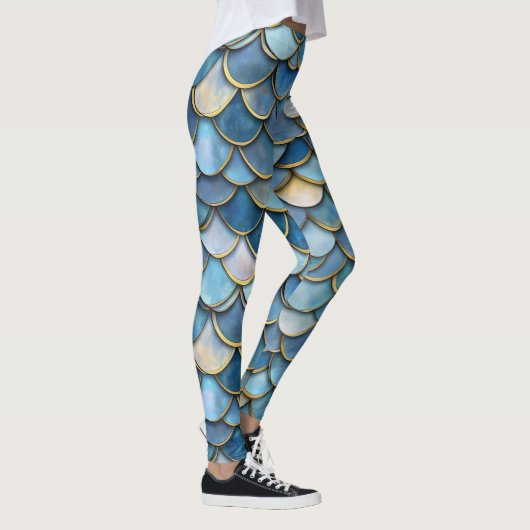 Blue Gold Mermaid Scale Leggings (Rechts)