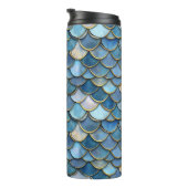 Blue Gold Mermaid Scale Thermosbecher (Nach rechts gedreht)