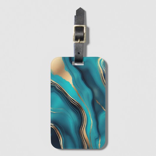 Blue Gold Metallic Marmorstein Gepäckanhänger (Vorderseite Vertikal)