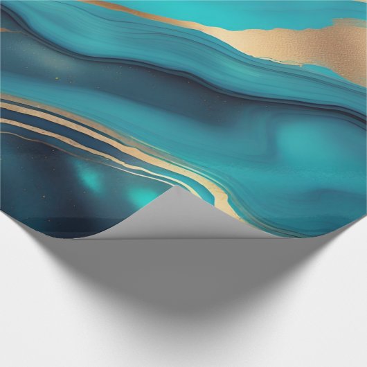 Blue Gold Metallic Marmorstein Geschenkpapier (Ecke)