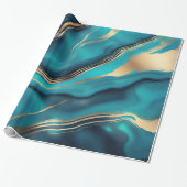 Blue Gold Metallic Marmorstein Geschenkpapier (Ungerollt)