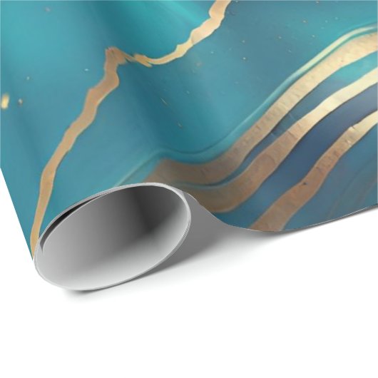Blue Gold Metallic Marmorstein Geschenkpapier (Rolleneckpunkt)