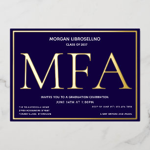 Blue Gold MFA-Abschluss Folieneinladung