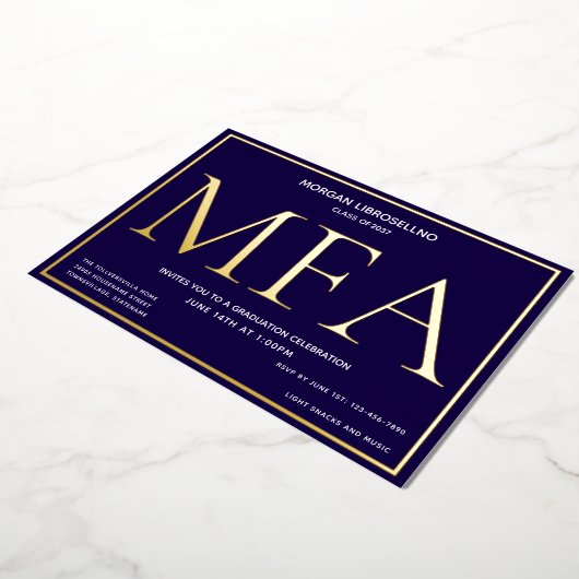 Blue Gold MFA-Abschluss Folieneinladung (Gedreht)