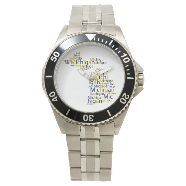 Blue & Gold Michigan Armbanduhr (Vorderseite)