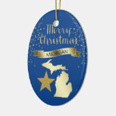 Blue Gold Michigan Star Keramik Ornament (Links)