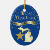 Blue Gold Michigan Star Keramik Ornament (Vorne)