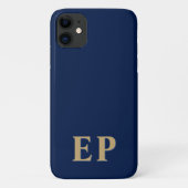 Blue & Gold | Minimal Modern Initial Monogram Case-Mate iPhone Hülle (Rückseite)
